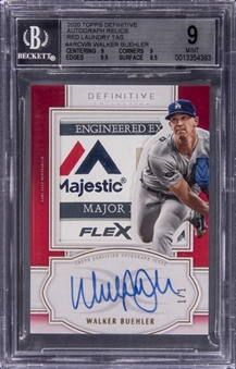 2020 Topps Definitive Collection "Autograph Relics" Red #WB Walker Buehler Signed Laundry Tag Patch Card (#1/1) - BGS MINT 9/BGS 10